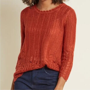☀️MODCLOTH Nostalgic Knits Eyelet Chantilly Lace 3/4 Sleeve Knit Sweater